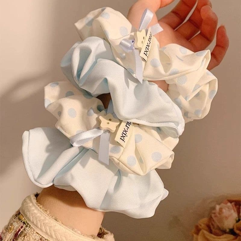 Cream blue hair accessory, ponytail, hair rope, high-quality style, simple and elegant design