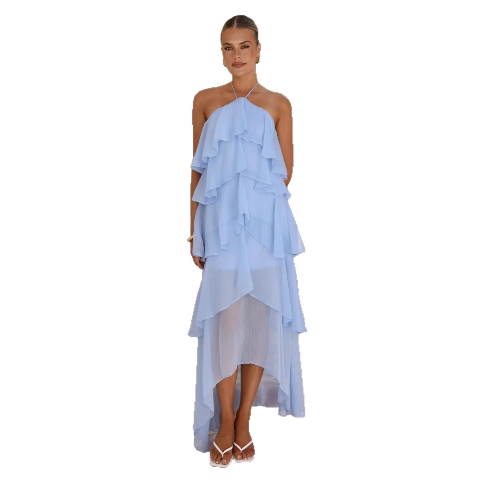 2026 cross-border new style off-shoulder European and American fashion chiffon printed fairy long temperament evening dress dress 6