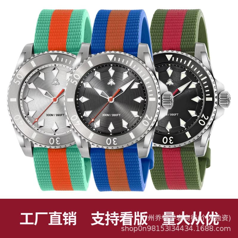Guchi Automatic Movement Mechanical Unisex Watch Unidirectional Rotating Ceramic Bezel Rubber Strap Simulation 1