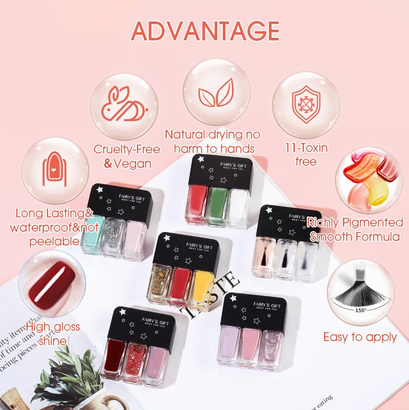 Quick-drying nail polish set, quick-drying, no-bake gel, ice-transparent glitter, non-peelable autumn and winter new color nail polish 3