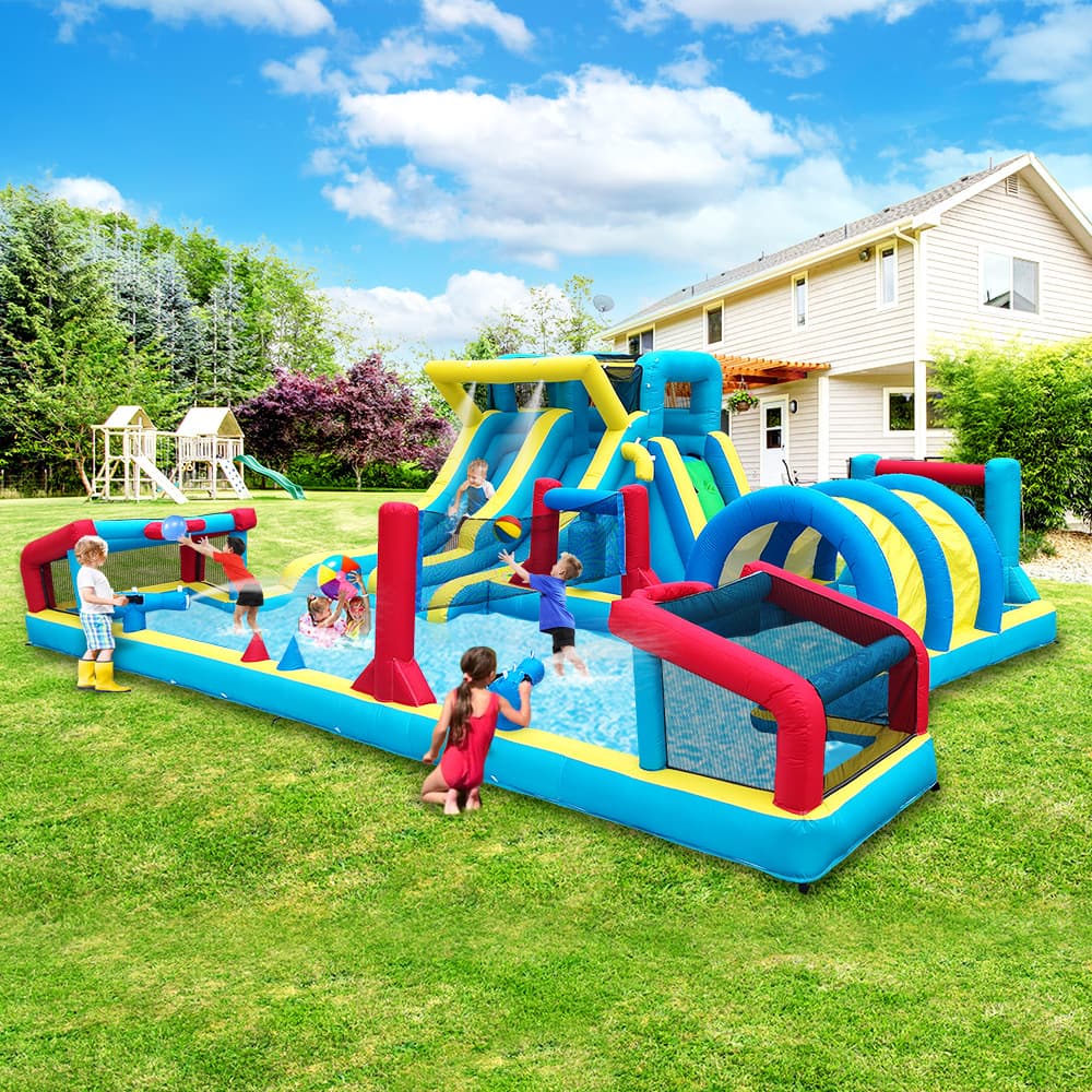 Outdoor naughty castle household inflatable slide with water slide children's small inflatable castle combination amusement park toy 1