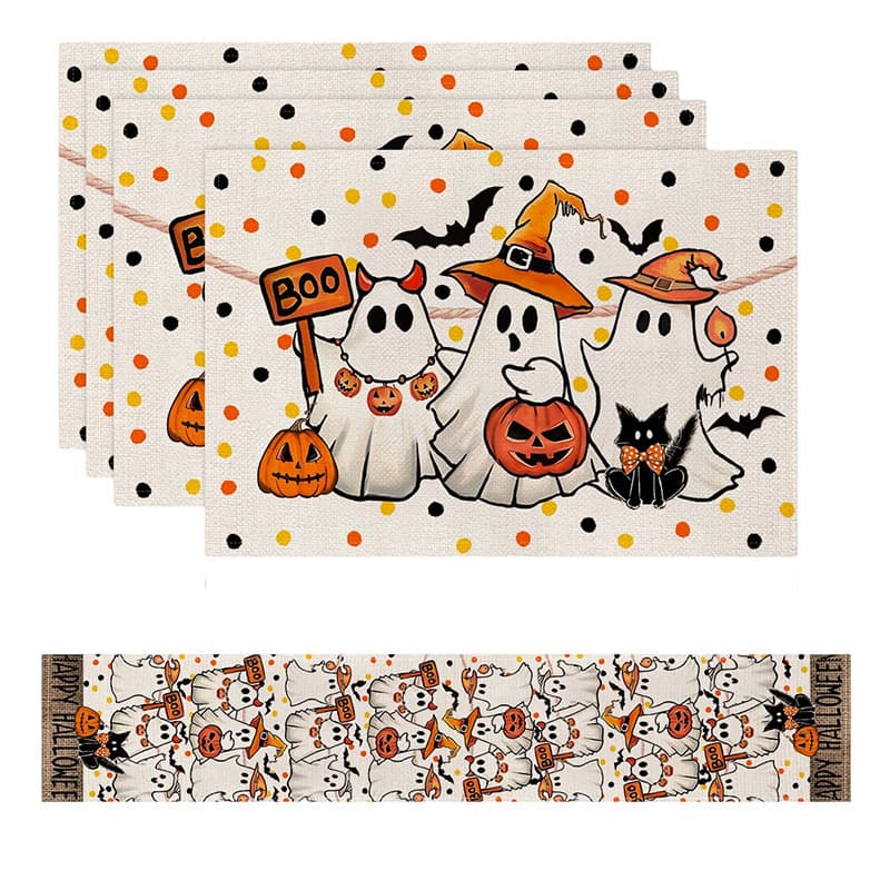 Source Factory Halloween Placemat Set Dining Table Placemat Seasonal Suitable for Party Kitchen Table Decoration 6