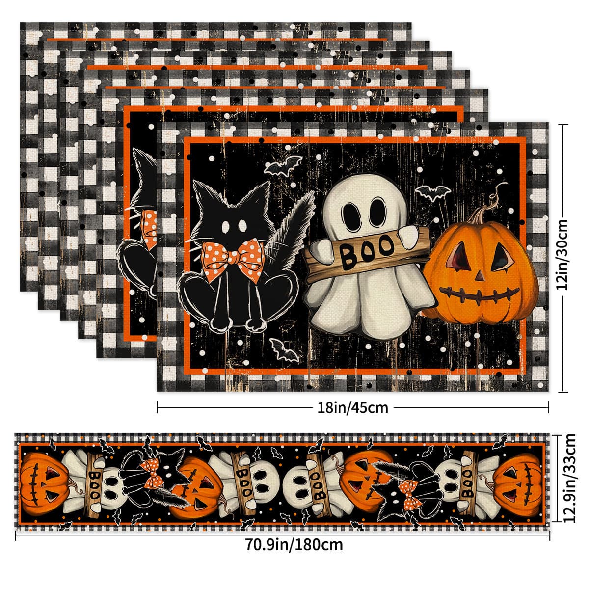 Source Factory Halloween Placemat Set Dining Table Placemat Seasonal Suitable for Party Kitchen Table Decoration 9