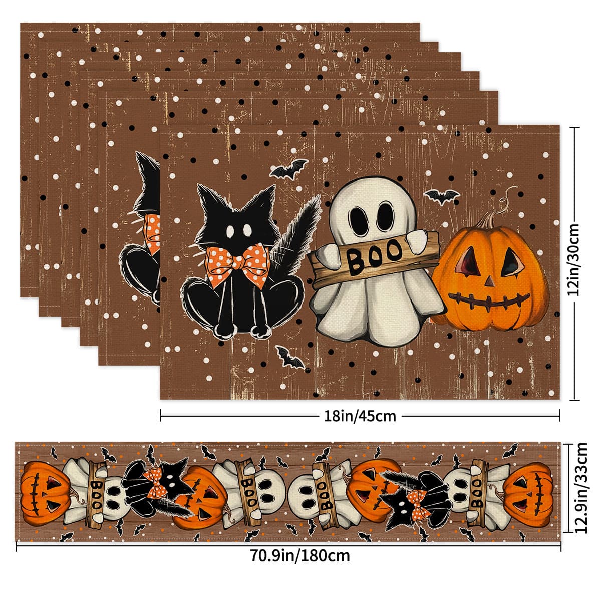 Source Factory Halloween Placemat Set Dining Table Placemat Seasonal Suitable for Party Kitchen Table Decoration 10