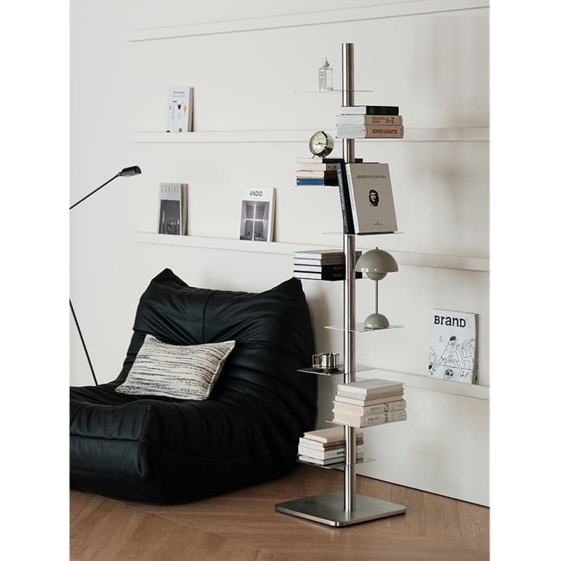 Creative designer rotating invisible spiral bookshelf display rack living room iron home corner shelf narrow bookcase 5