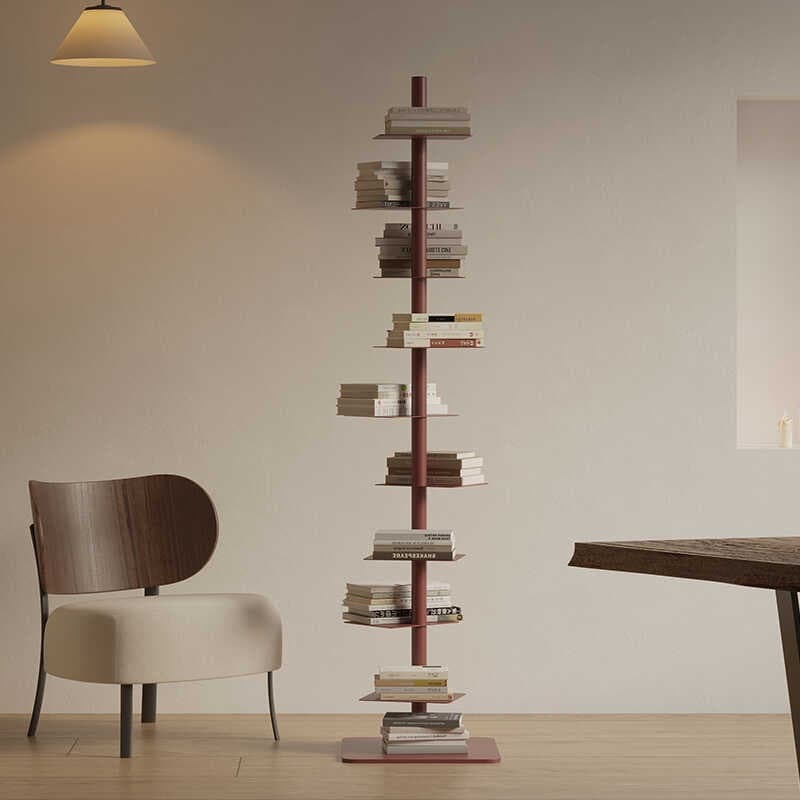 Creative designer rotating invisible spiral bookshelf display rack living room iron home corner shelf narrow bookcase 1