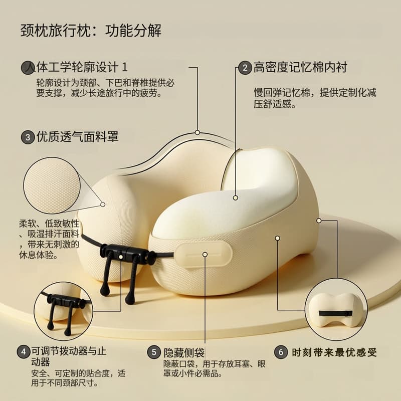 U-shaped pillow neck pillow, portable neck pillow, car, plane, travel, decompression neck pillow, office nap artifact 3