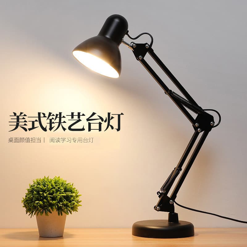 Cross-border supply of American long-arm table lamp metal desk office dormitory study folding work super bright iron table lamp 5