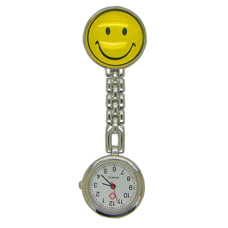 Student exam nurse hanging watch girl simple round multi-color smiley face creative clip chest watch pocket watch life waterproof 6