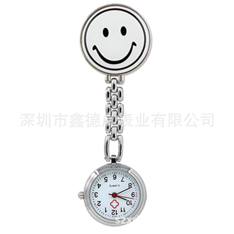Student exam nurse hanging watch girl simple round multi-color smiley face creative clip chest watch pocket watch life waterproof 8