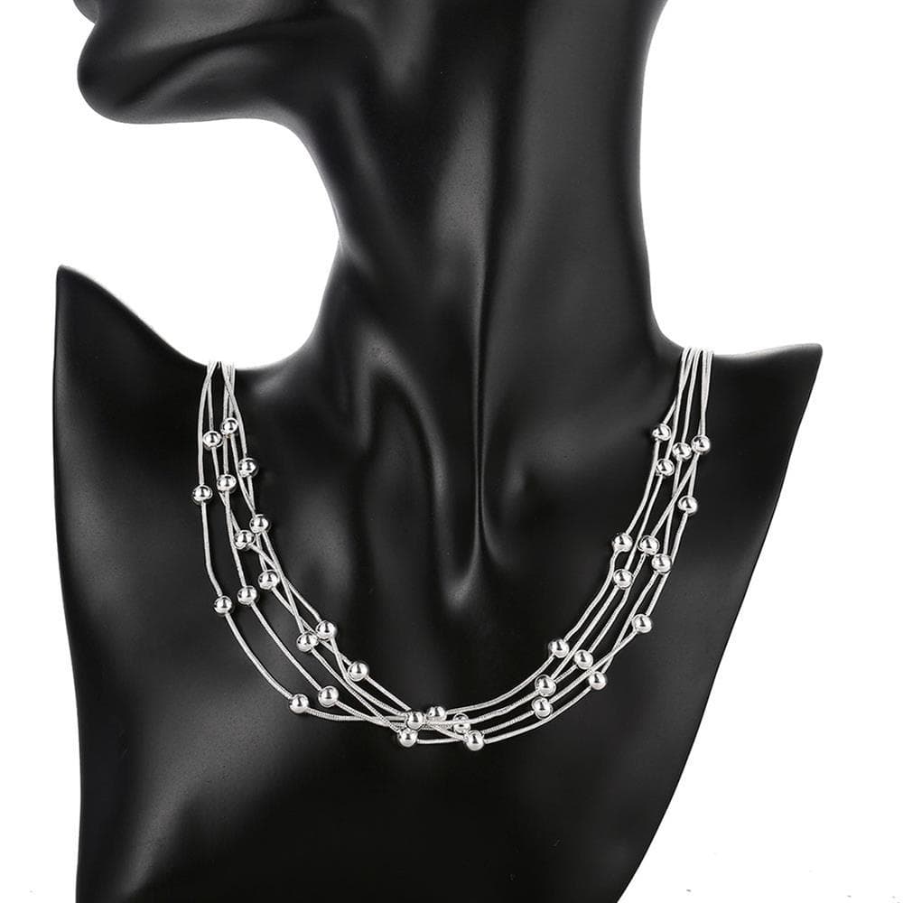 Korean fashion hot-selling jewelry manufacturer direct sales wholesale silver jewelry exquisite five-line light bead necklace dropshipping N213 4
