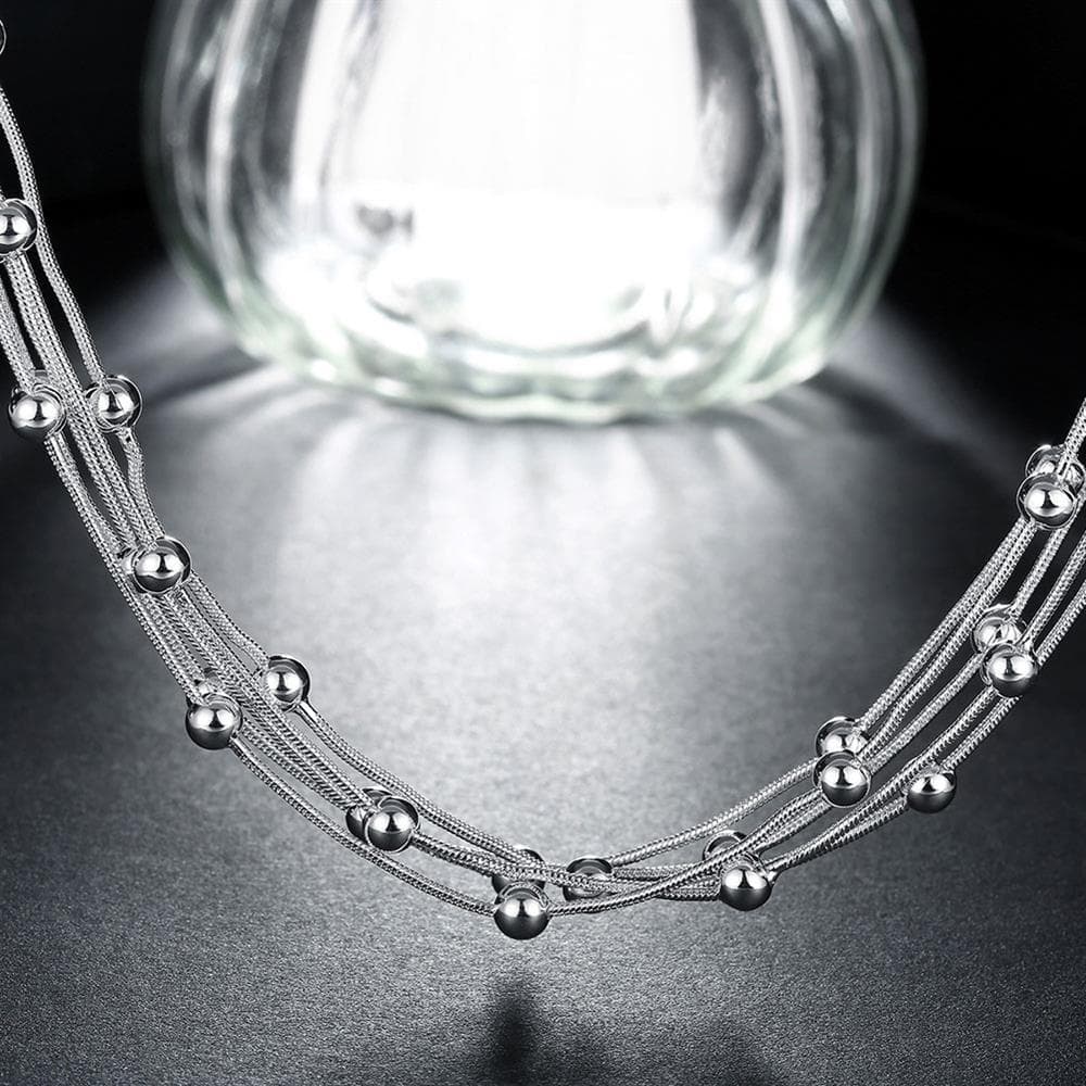 Korean fashion hot-selling jewelry manufacturer direct sales wholesale silver jewelry exquisite five-line light bead necklace dropshipping N213 5