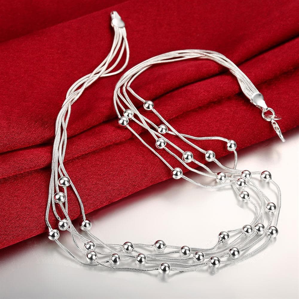 Korean fashion hot-selling jewelry manufacturer direct sales wholesale silver jewelry exquisite five-line light bead necklace dropshipping N213 1