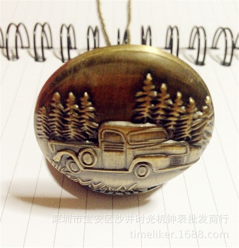 British Fashion Antique Large Classic Car Pocket Watch Nostalgic Quartz Sweater Chain Watch Gift Watch Wholesale 3