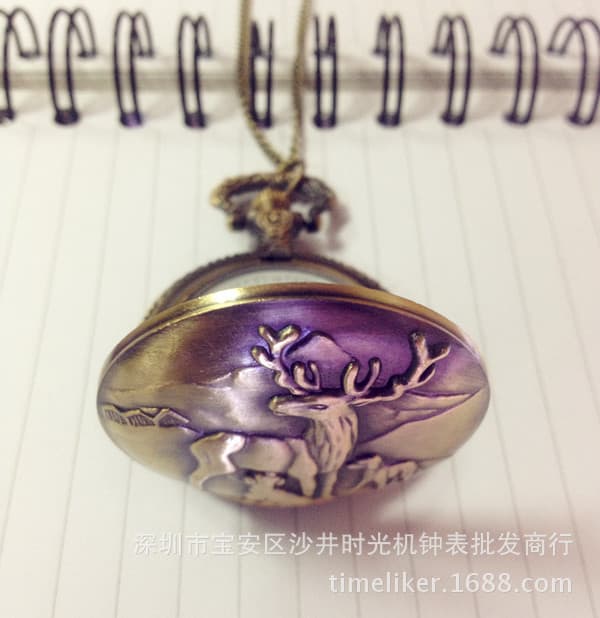 Christmas gift watch wholesale retro fashion elk large pocket watch sweater chain watch quartz watch factory direct sale 3