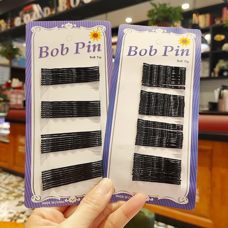 Korean version black steel wire one-word hairpin bangs fixed plate hairpin blue card street stall supply styling fashionable and versatile 3