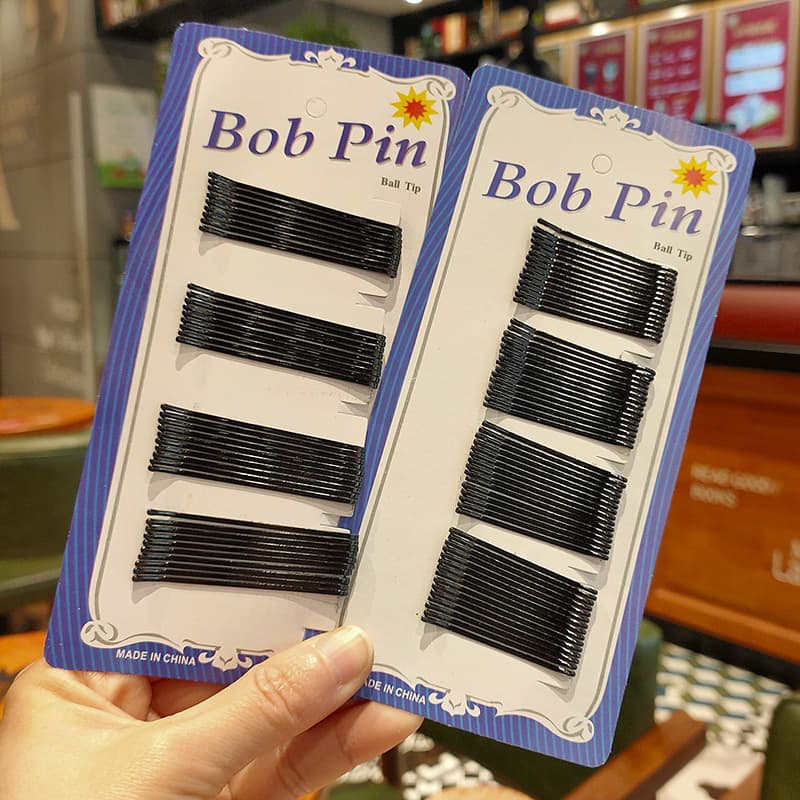 Korean version black steel wire one-word hairpin bangs fixed plate hairpin blue card street stall supply styling fashionable and versatile 4