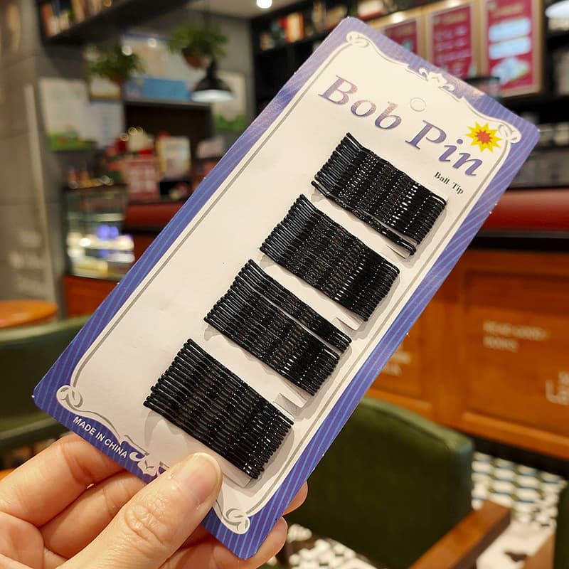 Korean version black steel wire one-word hairpin bangs fixed plate hairpin blue card street stall supply styling fashionable and versatile 9