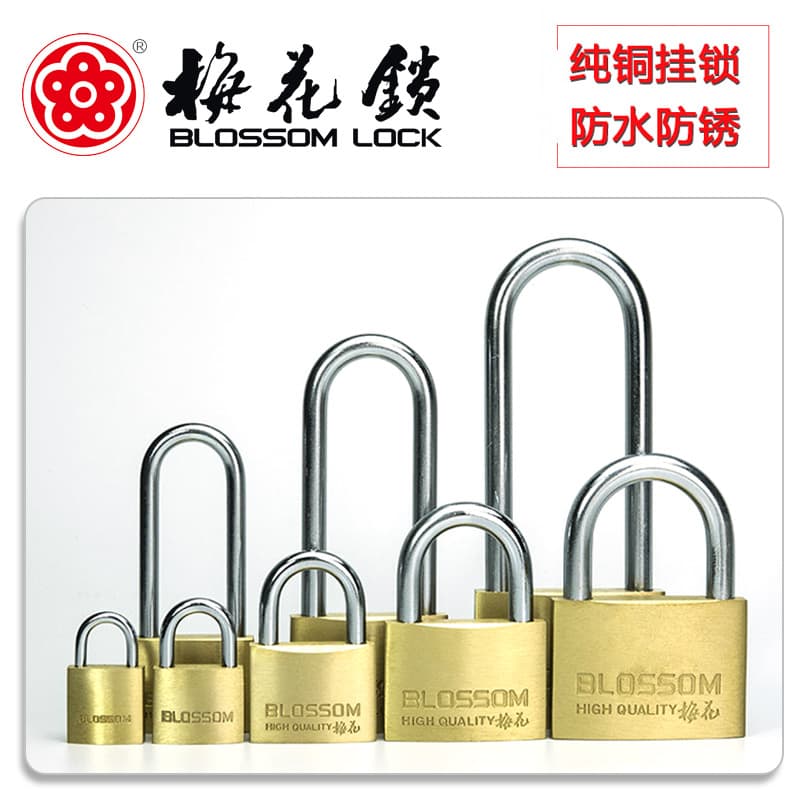 Plum Blossom Lock Thin Copper Padlock Extended Lock Beam Copper Lock Lock Wholesale Furniture Lock Can Be Opened 1