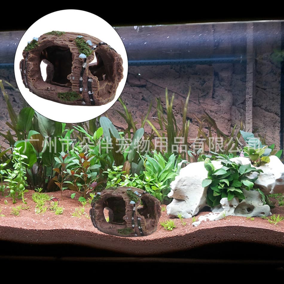 Manufacturer aquarium equipment accessories glass fish tank decoration landscaping resin crafts 808 antique wine barrel ornaments 3