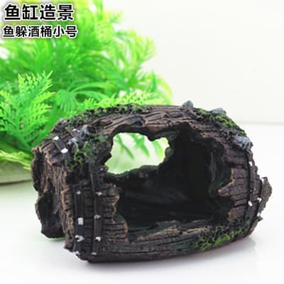 Manufacturer aquarium equipment accessories glass fish tank decoration landscaping resin crafts 808 antique wine barrel ornaments 6