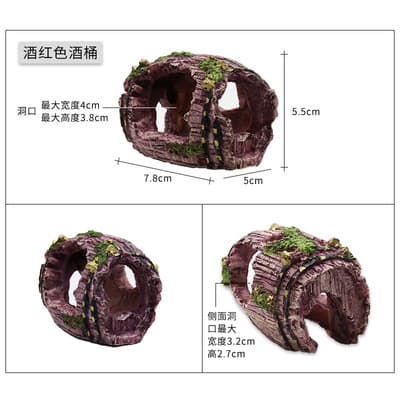 Manufacturer aquarium equipment accessories glass fish tank decoration landscaping resin crafts 808 antique wine barrel ornaments 7