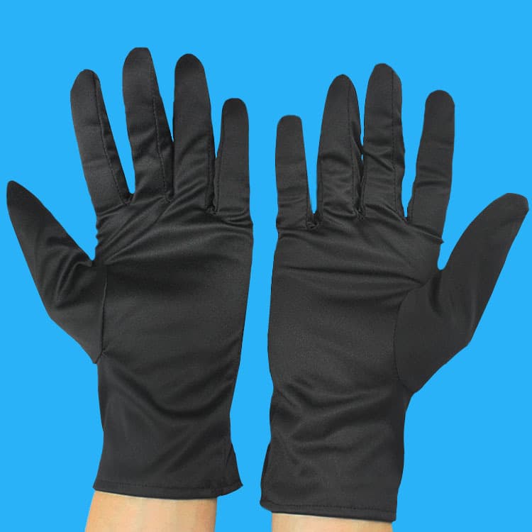 Black microfiber gloves for jewelry, special watches, cultural toys, ceremonial performance gloves, polyester dust-free cloth gloves factory 5