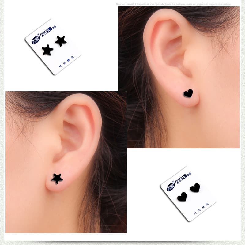 Black magnet earrings Korean style non-pierced acrylic fake earrings for men and girls 3