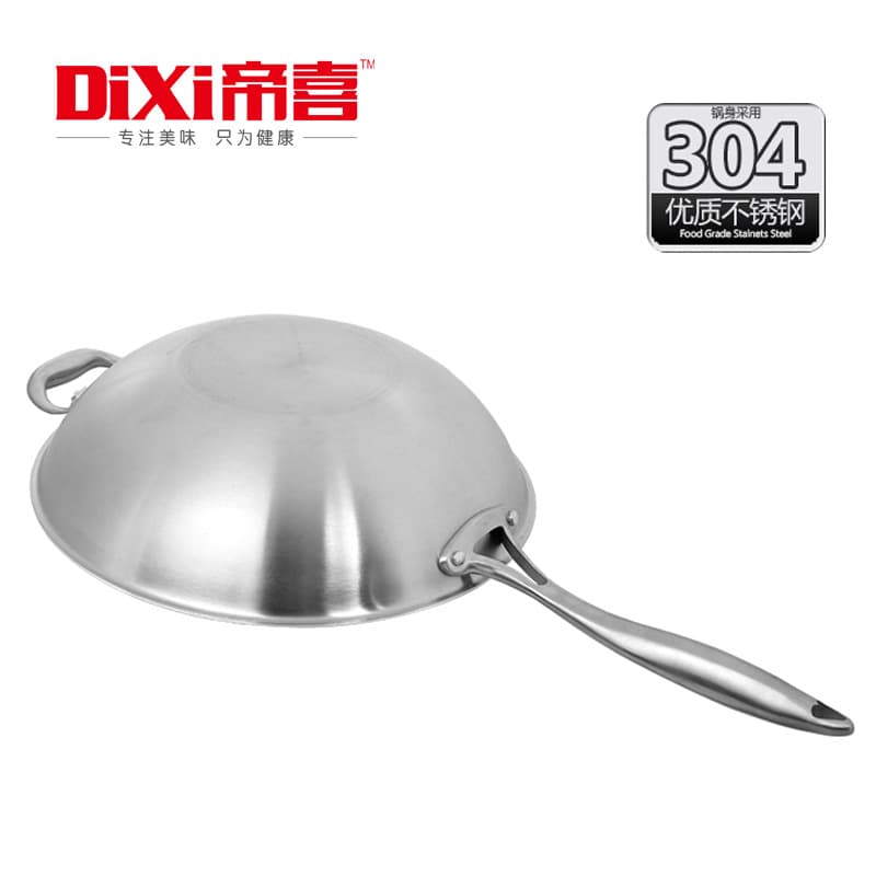 No oil smoke, non-stick, uncoated 304 stainless steel three-layer steel five-layer steel wok kitchen supplies exhibition gift pot 6