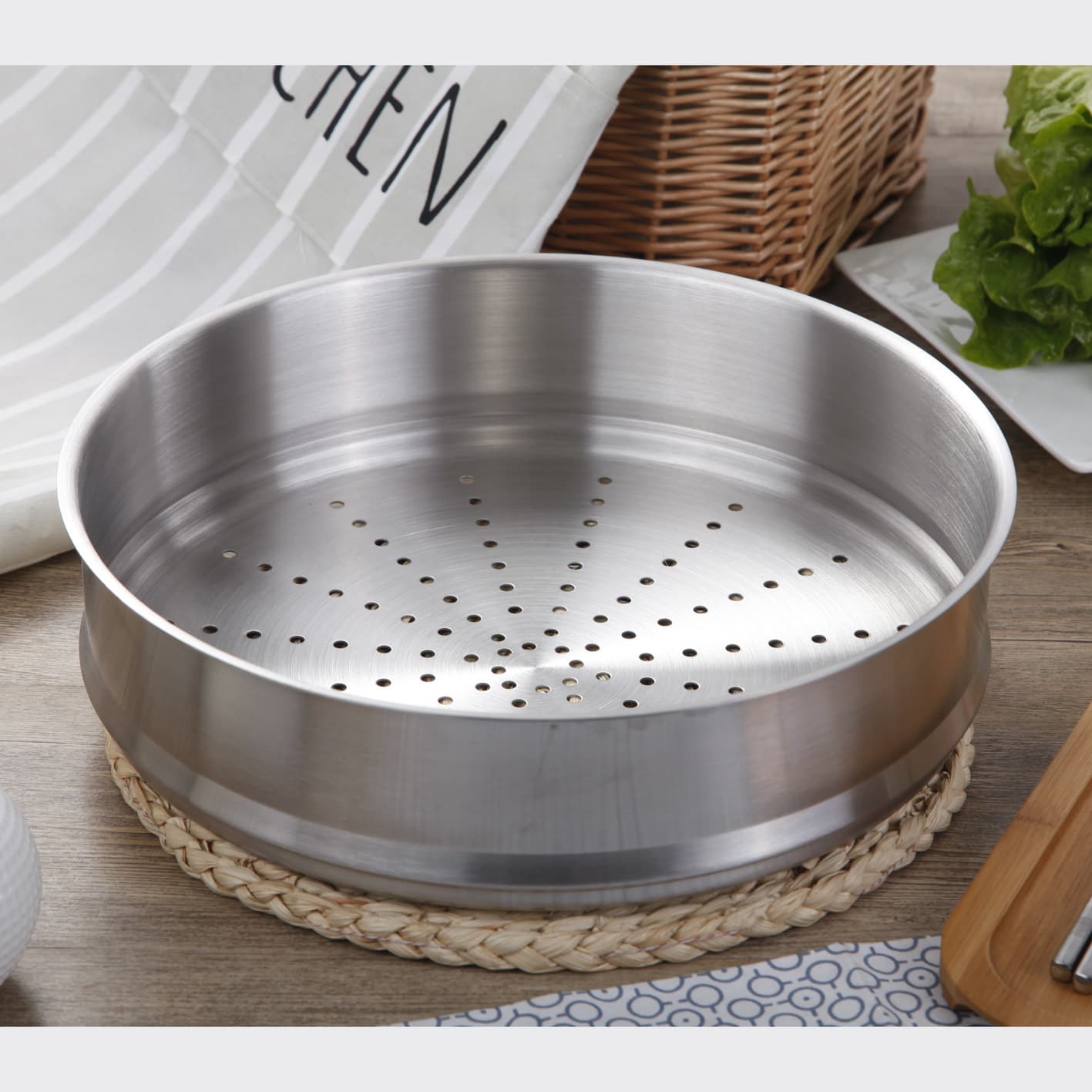 No oil smoke, non-stick, uncoated 304 stainless steel three-layer steel five-layer steel wok kitchen supplies exhibition gift pot 10
