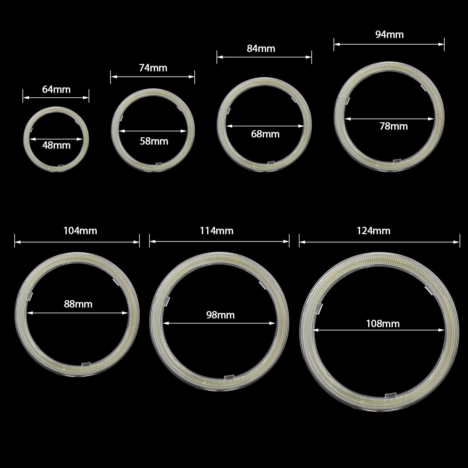 Car LED headlight cob aperture devil eye car light modified angel eye fog light cob aperture daytime running light 5