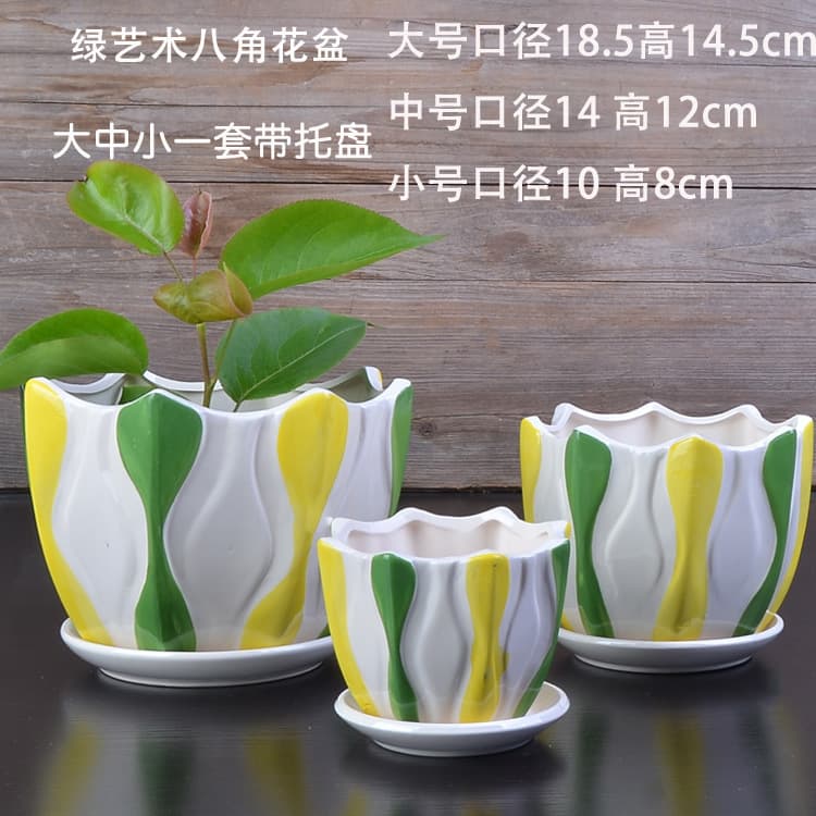 Manufacturer ceramic flower pot wholesale large personalized flower pot indoor simple succulent flower pot with tray TEMU labeling 4