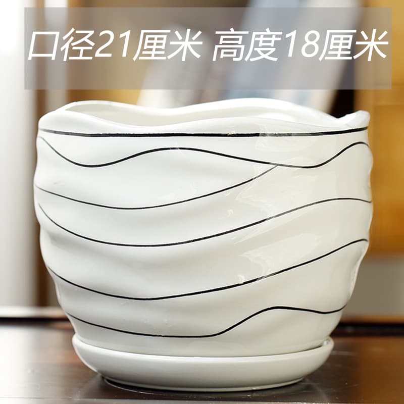 Manufacturer ceramic flower pot wholesale large personalized flower pot indoor simple succulent flower pot with tray TEMU labeling 6