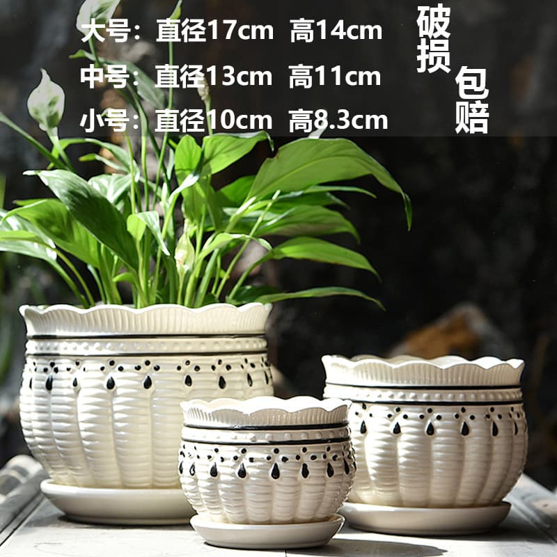 Manufacturer ceramic flower pot wholesale large personalized flower pot indoor simple succulent flower pot with tray TEMU labeling 7