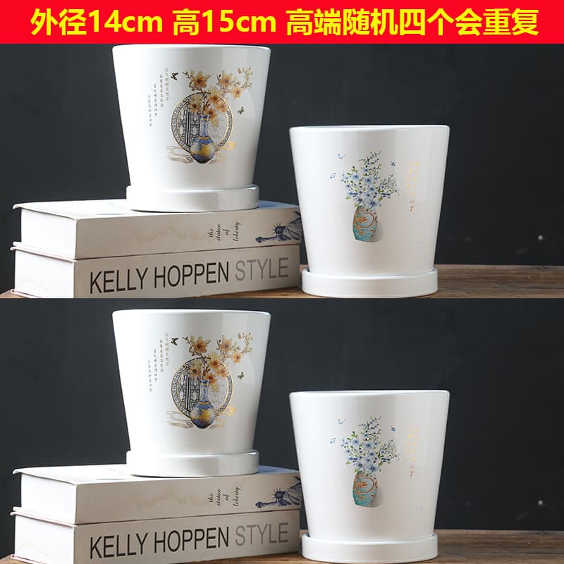 Manufacturer ceramic flower pot wholesale large personalized flower pot indoor simple succulent flower pot with tray TEMU labeling 8