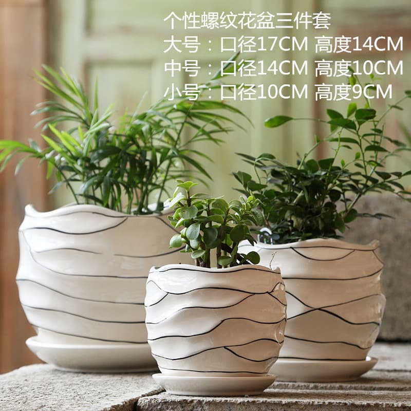 Manufacturer ceramic flower pot wholesale large personalized flower pot indoor simple succulent flower pot with tray TEMU labeling 1