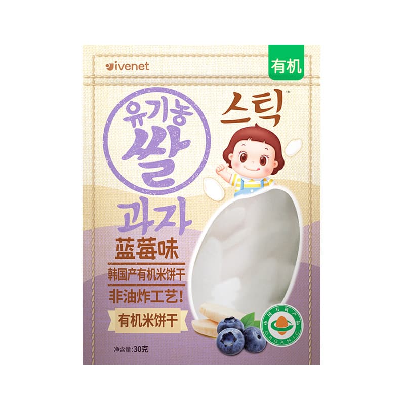 South Korea's Ai Wei Ni Didi organic rice crackers 30g finger snacks long easy-to-grip teething rice crackers 6