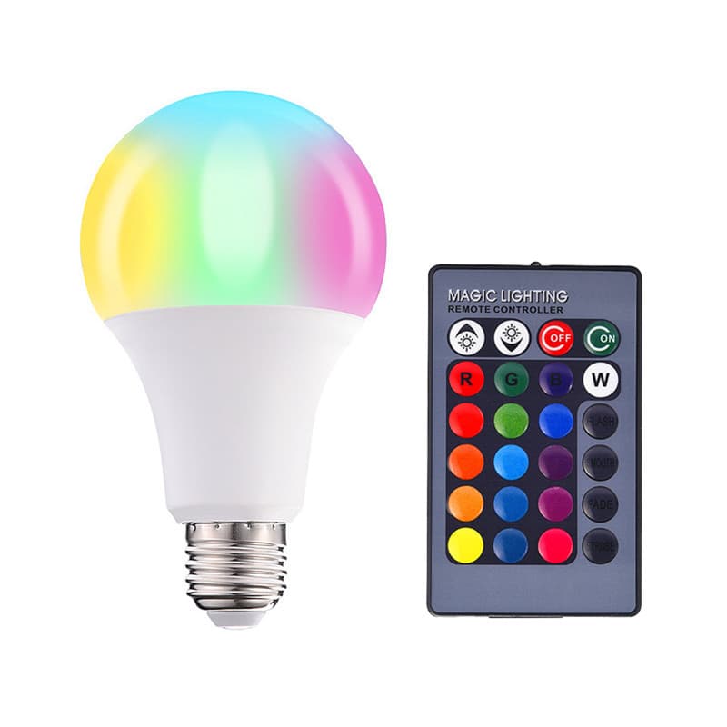 Color changing remote control bulb with memory led colorful rgb bulb color bulb A60 plastic wrapped aluminum constant current A19 1