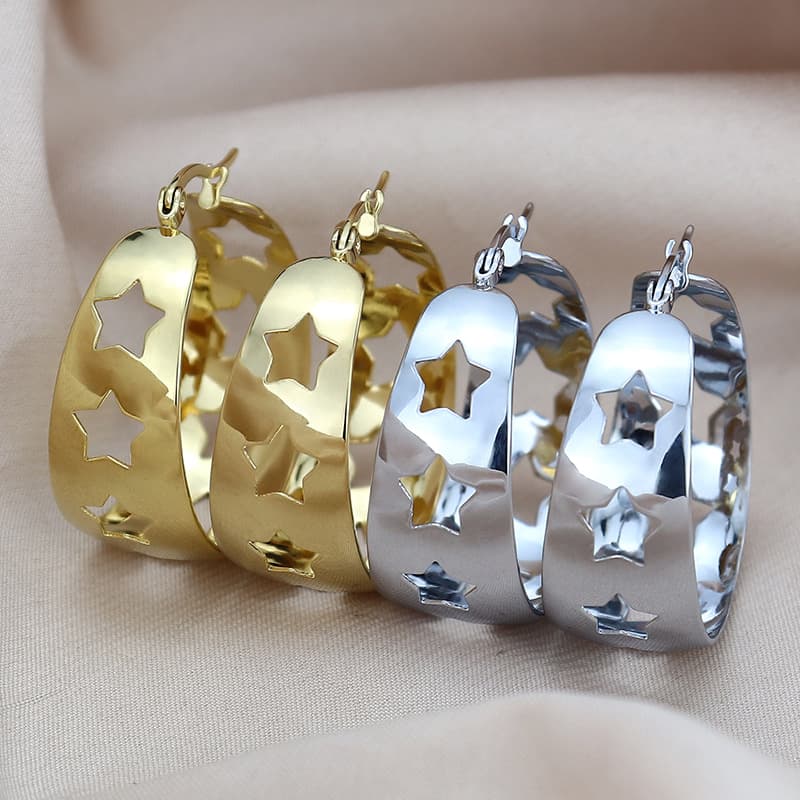 European and American fashion, simple personality, trendy women's exaggerated large earrings, titanium steel ear buckles, stainless steel wide-brimmed large earrings wholesale 5