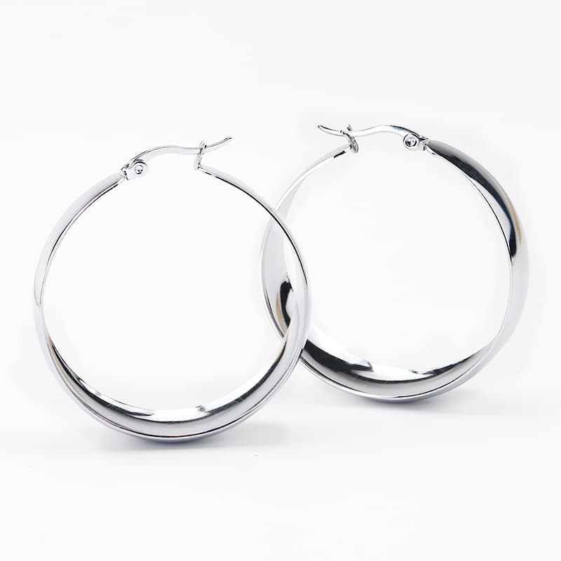 European and American fashion, simple personality, trendy women's exaggerated large earrings, titanium steel ear buckles, stainless steel wide-brimmed large earrings wholesale 6