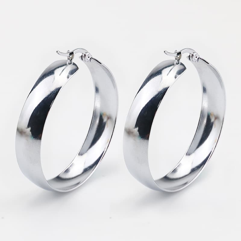 European and American fashion, simple personality, trendy women's exaggerated large earrings, titanium steel ear buckles, stainless steel wide-brimmed large earrings wholesale 7