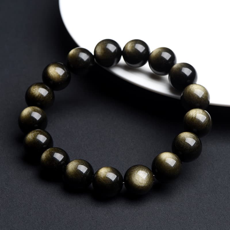 Jiuya Crystal Natural Double Eyed Obsidian Bracelet Fashion Couple Bracelet Domineering Bracelet Factory Direct Sales 3