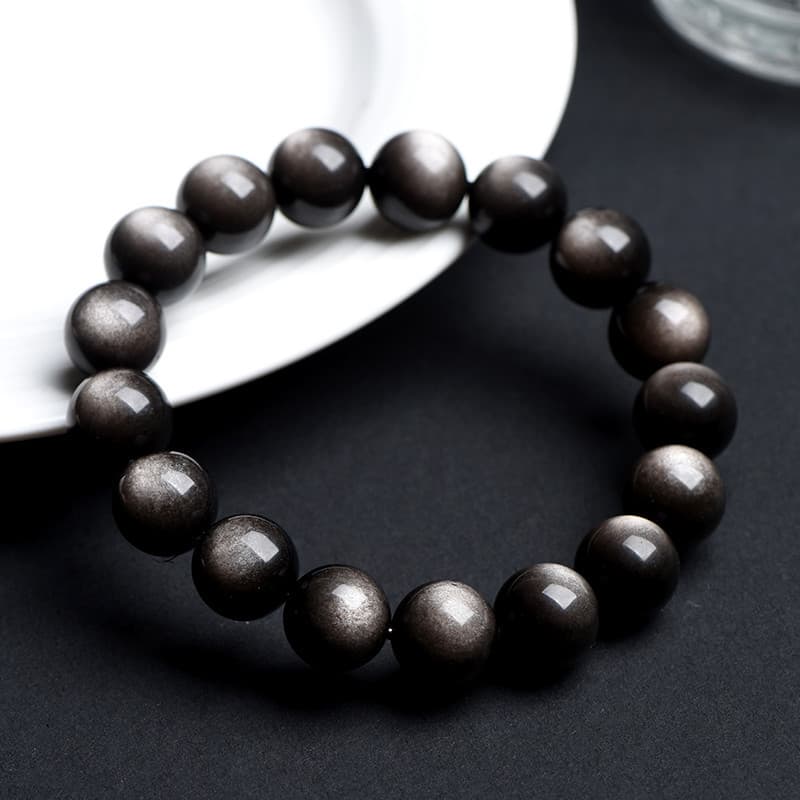 Jiuya Crystal Natural Double Eyed Obsidian Bracelet Fashion Couple Bracelet Domineering Bracelet Factory Direct Sales 4