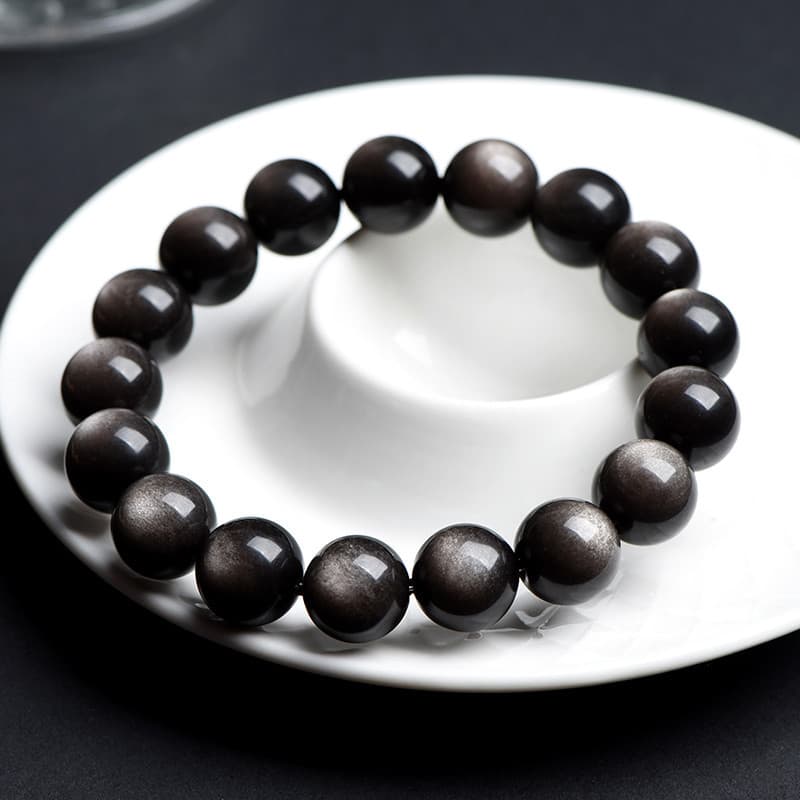 Jiuya Crystal Natural Double Eyed Obsidian Bracelet Fashion Couple Bracelet Domineering Bracelet Factory Direct Sales 5