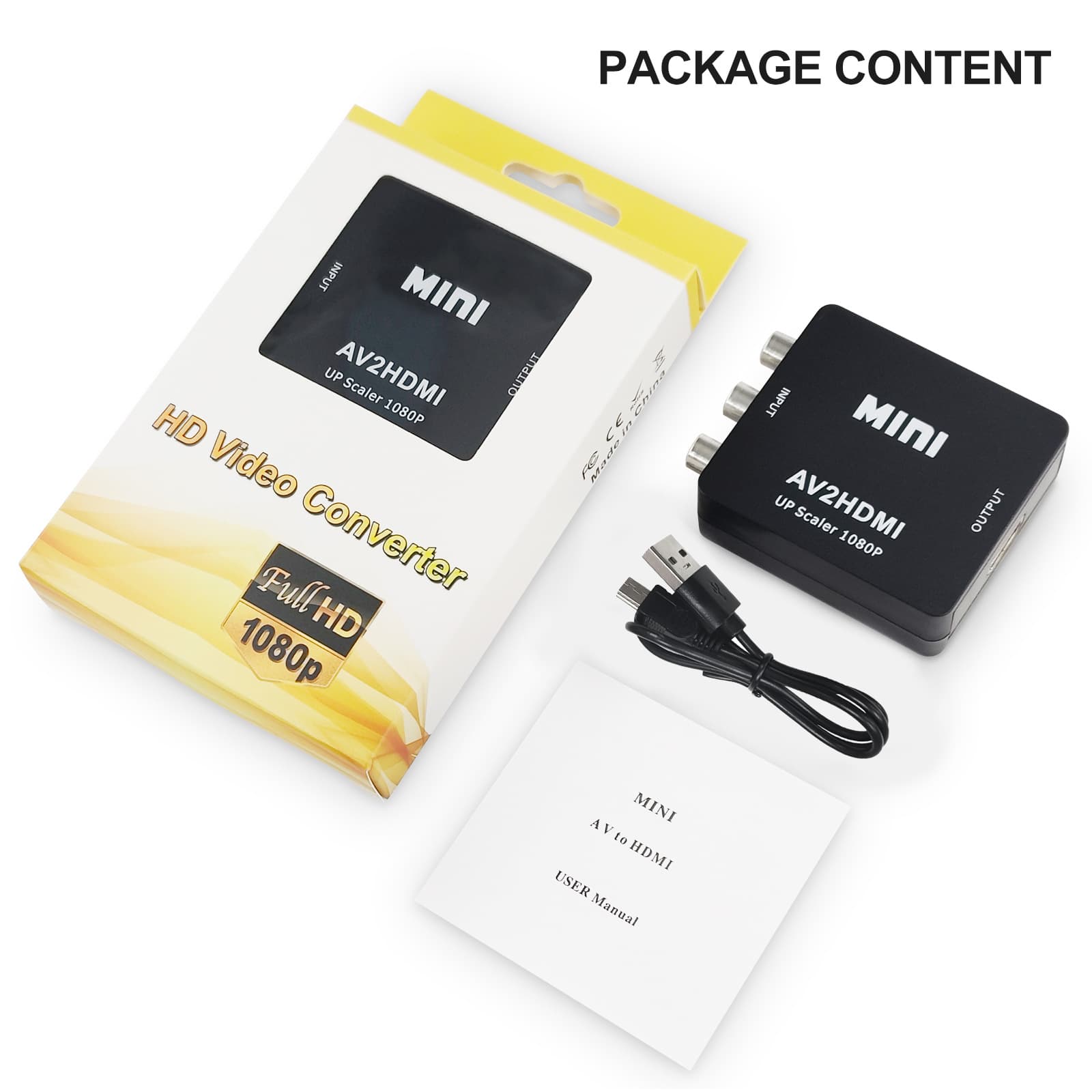 Cross-border HDMI to AV small white box series hdmi/vga/av converter is suitable for HDMI standard video transfer 5
