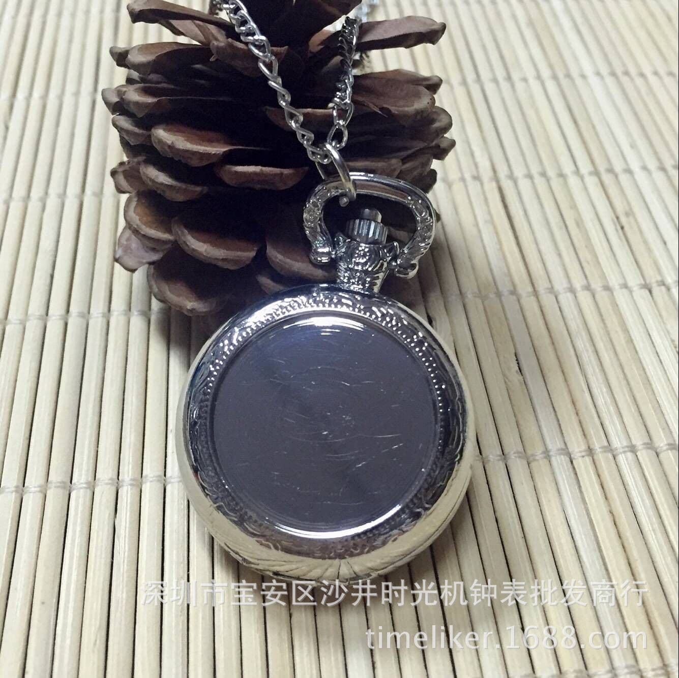 Silver medium patch pocket watch long sweater necklace watch creative gift customization can be attached to photos Taobao