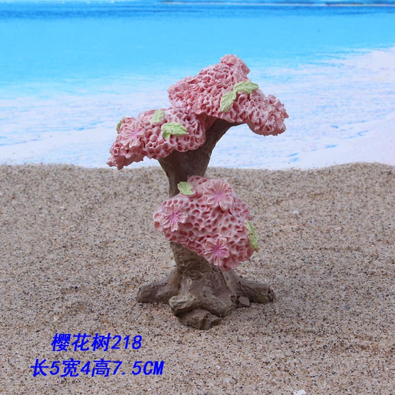 Factory direct supply of fish tank decoration, DIY landscaping, flower pot accessories, cherry blossom tree, resin handicraft ornaments, pink tree 2