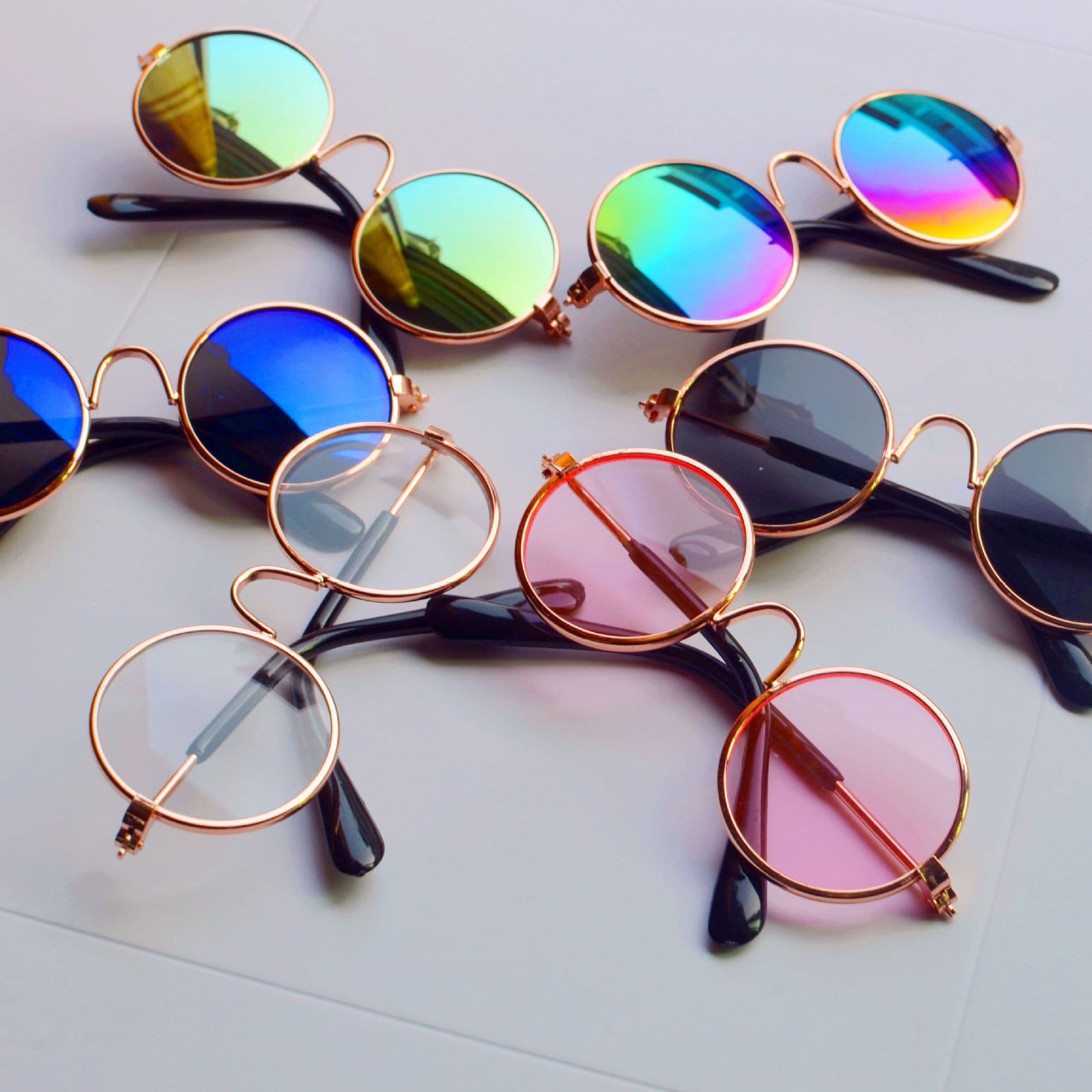 Manufacturer wholesale dog and cat pet glasses creative trendy small sunglasses toys cotton doll photo sunglasses