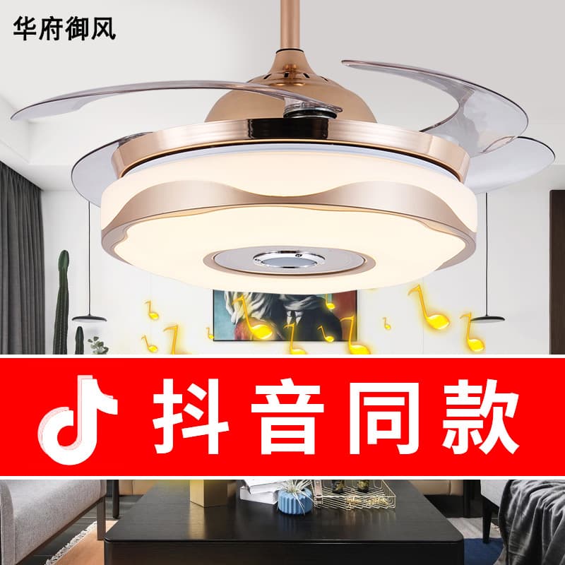 Zhongshan Lighting Fan Light Restaurant Light Bluetooth Music Ceiling Fan Light Intelligent Frequency Converter Bedroom Invisible Ceiling Fan Light 1