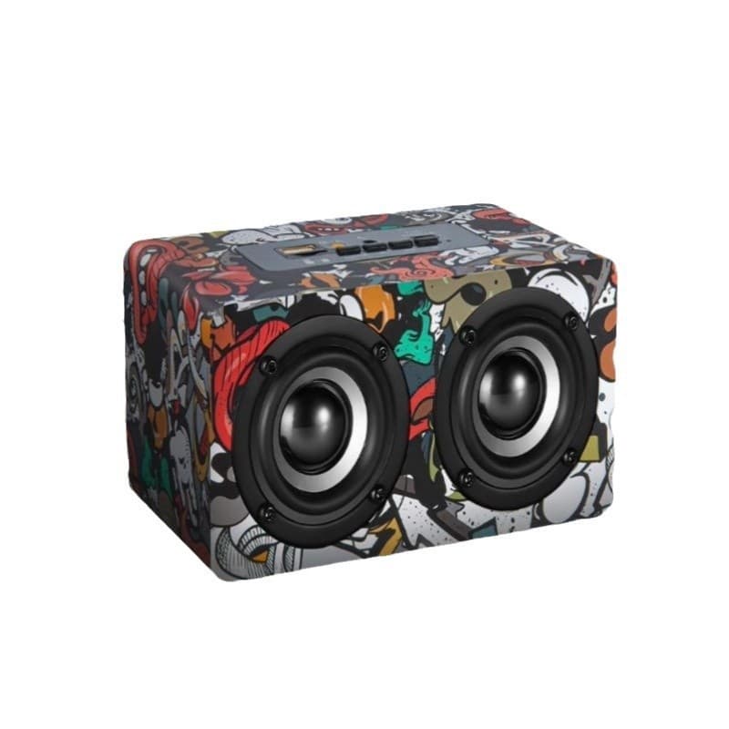 Creative gift graffiti wooden Bluetooth speaker portable card audio BRIC gift digital small speaker 8